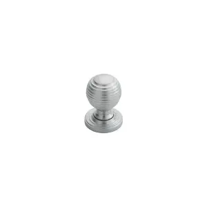 2x Textured Reeded Ball Cupboard Door Knob 23mm Dia Satin Chrome Handle