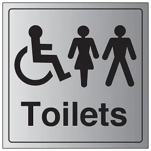 Disabled / Gents / Ladies Toilet Sign - Adhesive Vinyl 150x150mm (x3)