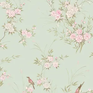 Shabby Chic by Rachel Ashwell Bird Chinoiserie Green Floral Wallpaper