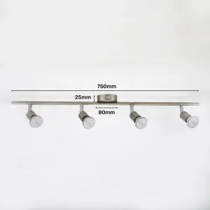 Brushed Steel 4 Bar GU10 Ceiling Spotlight