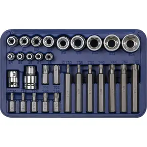 30pc TRX Star Socket & Hex Bit Set - 1/4" 3/8" 1/2" Square Drive - Male & Female