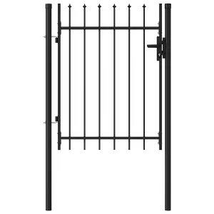 Berkfield Fence Gate Single Door with Spike Top Steel 1x1.2 m Black