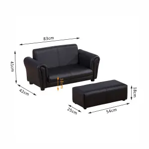 HOMCOM Kids Sofa 2 Seater Childrens Armchair Furniture Bedroom Playroom Black