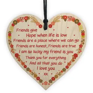 Thank You Best Friend Gift Wooden Heart Friendship Sign For Best Friend Thank You Gift