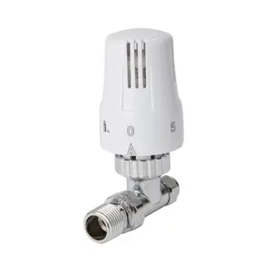 Flomasta Polished Straight Thermostatic Radiator valve (Dia)10mm x ½"