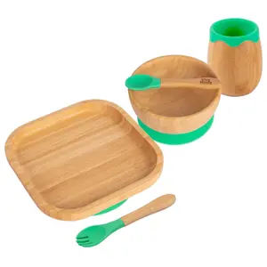 5pc Bamboo Square Baby Weaning Set - Green