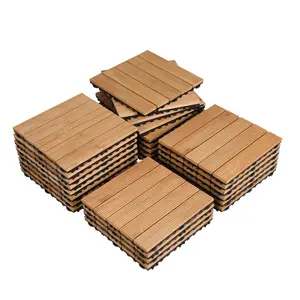 30cm L x 30cm W Interlocking Wood Deck Tile (Set of 27) Natural Wood