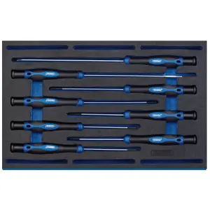 Draper Extra Long Precision Screwdriver Set in 1/4 Drawer EVA Insert Tray (8 Piece) 63399