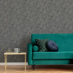 Boutique Paradise Brown Leaves Smooth Wallpaper