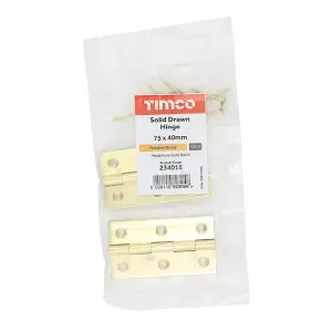 TIMCO Solid Drawn Brass Hinges Polished Brass - 75 x 40