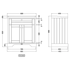 Old London 800mm Free-Standing Single Vanity Unit Timeless Sand