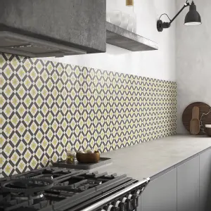 Splashwall Alloy Yellow Maltese ochre Mosaic Aluminium Splashback, (H)750mm (W)2440mm (T)4mm