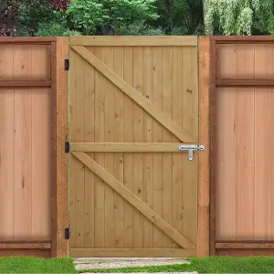 Pine Wooden Garden Gate Side Gate Flat Top Timber with Latch H 183 cm x W 91 cm