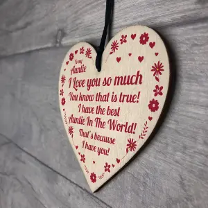 Novelty Auntie Birthday Mothers Day Gift Wood Heart Love Gift Thank You Plaque