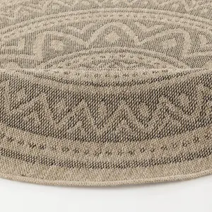 NOVA Round In- /Outdoor Jute-Look Rug 100 x 100 cm