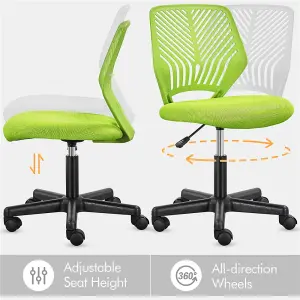 Yaheetech Ergonomic Armless Mesh Office Chair - Green