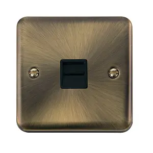 Curved Antique Brass Secondary Telephone Single Socket - Black Trim - SE Home