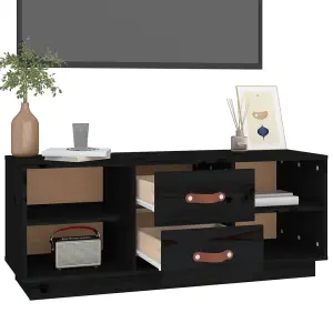 Berkfield TV Cabinet Black 100x34x40 cm Solid Wood Pine