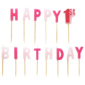 Amscan Happy 1st Birthday Pink Pick Candles Pink (One Size)