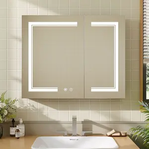 LED Illuminated Anti Fog Touch Sensor Mirror Cabinet 800x600 mm