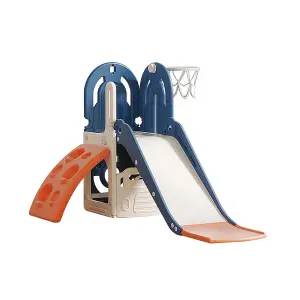 4-in-1 Toddler Kid Play Set Blue Climber and Slide Set with Basketball Hoop W 790 x D 1610 x H 1020 mm