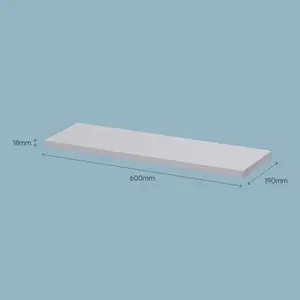 GoodHome Rigga Satin light grey Rectangular Floating shelf (L)60cm x (D)19cm