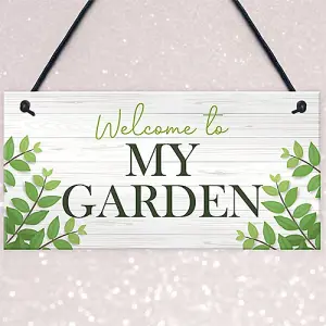 Garden Signs Welcome Plaque Hanging Summerhouse Garden Shed Sign Family Gift