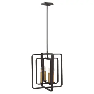 Elstead Quentin 4 Light Cage Ceiling Pendant Chandelier Bronze, E14