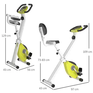 HOMCOM Magnetic Resistance Exercise Bike Foldable LCD Adjustable Seat Yellow