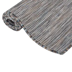 Outdoor Flatweave Rug 80x150 cm Brown and Blue