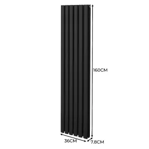 Oval Column Radiator & Valves - 1600mm x 360mm - Black