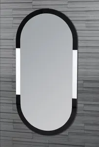 Showerdrape Putney Arched Oval Wall Mounted Black Framed Bathroom Mirror 80 x 40cm