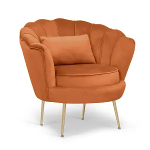 Velvet Orange Daisy Accent Chair