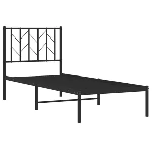 Berkfield Metal Bed Frame without Mattress with Headboard Black 75x190cm