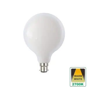 Harper Living 8 Watts G125 B22 BC Bayonet LED Bulb Opal Globe Warm White Dimmable