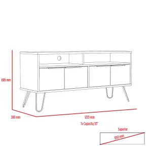 Wide screen TV unit with 4 doors, bleached oak and grey, Vegas range