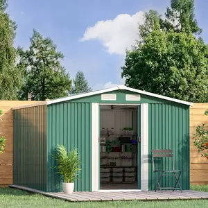 Ajay 8ft. W x 10ft. D Metal Apex Tool Shed Dark Green