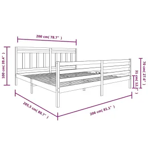 Berkfield Bed Frame White Solid Wood 200x200 cm