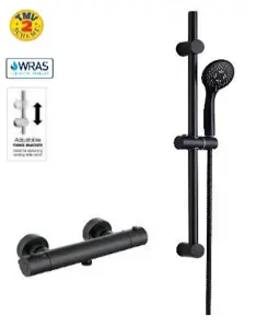 Aquarius RainLux Easy-Fit Round Thermostatic Bar Shower Valve and Kit Matt Black