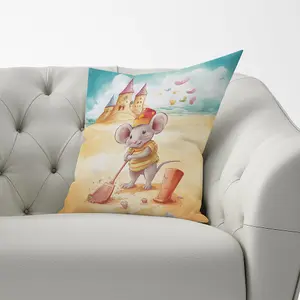 Mouse On A Beach Holiday Cushions 33cm x 48cm