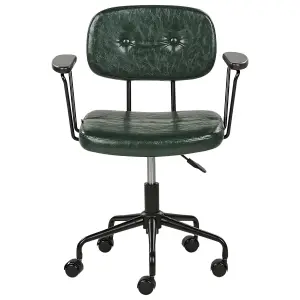 Desk Chair Faux Leather Dark Green ALGERITA