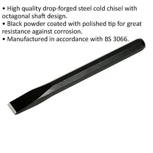 Drop Forged Steel Cold Chisel - 25mm x 250mm - Octagonal Shaft - Metal Chisel