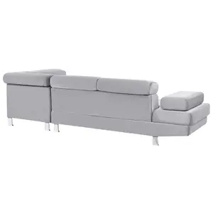 Corner Sofa NORREA Grey Velvet Left Hand