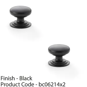 2 PACK - Stepped Round Door Knob - Matt Black 32mm Classic Kitchen Cabinet Pull Handle