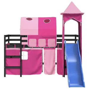 Berkfield Kids' Loft Bed with Tower without Mattress Pink 80x200 cm