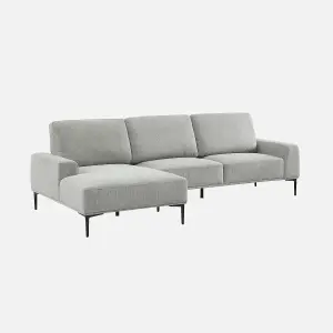 sweeek. 3-seater fabric and metal sofa left-hand corner Atlanta Light Grey 134x260x84 cm