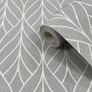 Muriva Grey Geometric Metallic & glitter effect Embossed Wallpaper