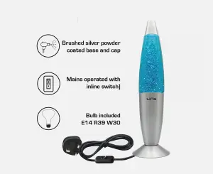 16inch Wax Lava Lamp Mood Motion Relaxation Lighting Bedroom & Living Room Decor - Glitter Blue