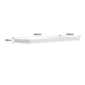 Shelf Depot Gloss White Floating Shelf (L)900mm (D)235mm, Pack of 2