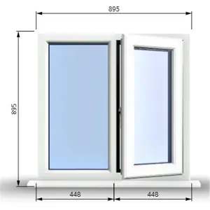 895mm (W) x 895mm (H) PVCu StormProof Casement Window - 1 RIGHT Opening Window -  Toughened Safety Glass - White